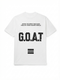 تیشرت مردانه GOAT10 سفید عکس استودیویی با پارچه ماکان | بوتیک امین