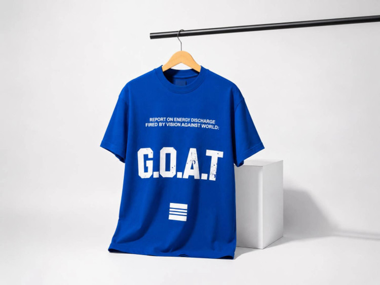 تیشرت مردانه GOAT10 آبی عکس استودیویی با پارچه ماکان | بوتیک امین