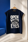 وست رکابی مردانه Open Your Eyes رنگ سرمه ای